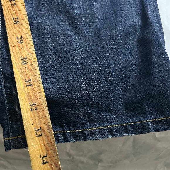 GUESS Premium Falcon Mens Jeans 36x34 Bootcut Dark Wash Denim Embellished Button - Picture 7 of 9